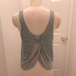 Grey and Blue Lace Tank with Back Bow